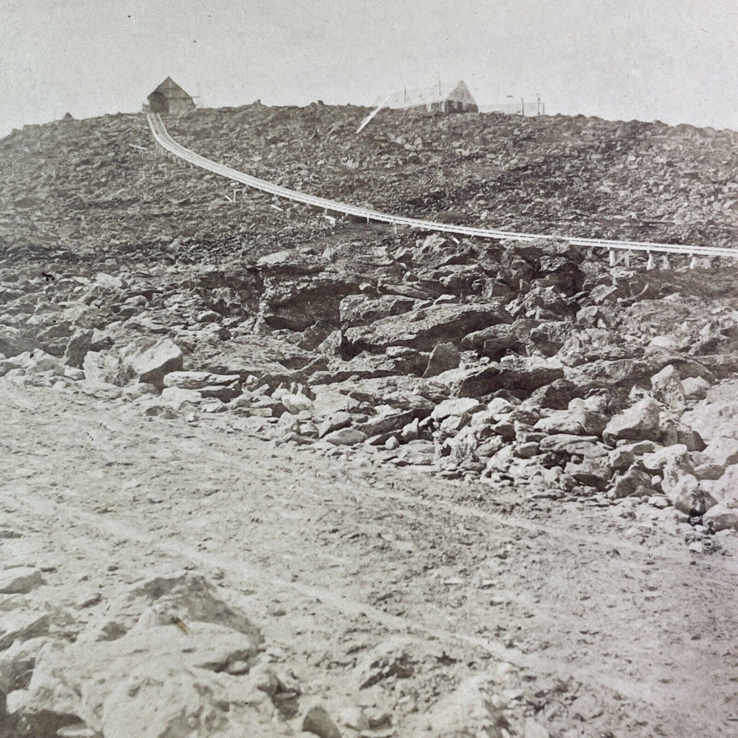 Mt Washington Summit Train Depot Stereoview New Hampshire c1870s Y933