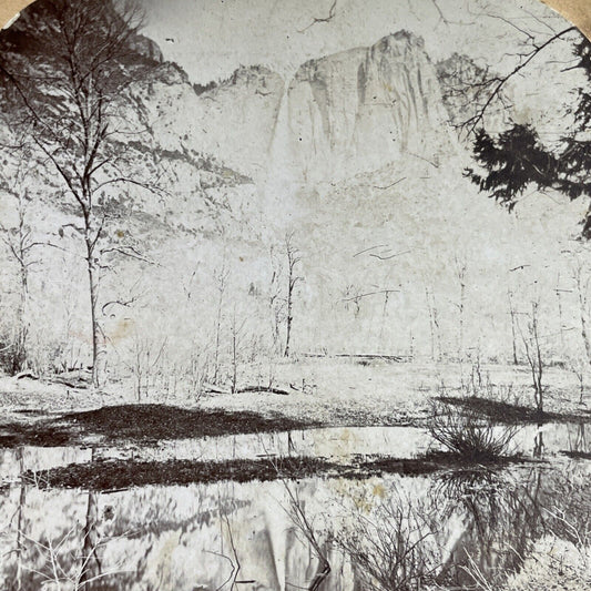 Antique 1870s Yosemite Falls And Lake California Stereoview Photo Card P3518