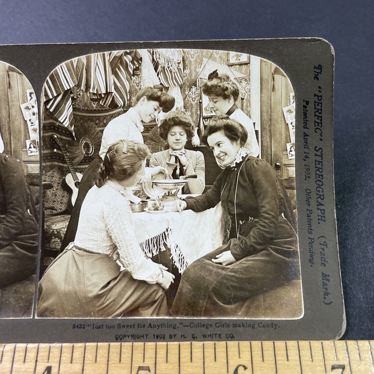 Antique 1902 College Girls Make Candy In Dorm Stereoview Photo Card P2913