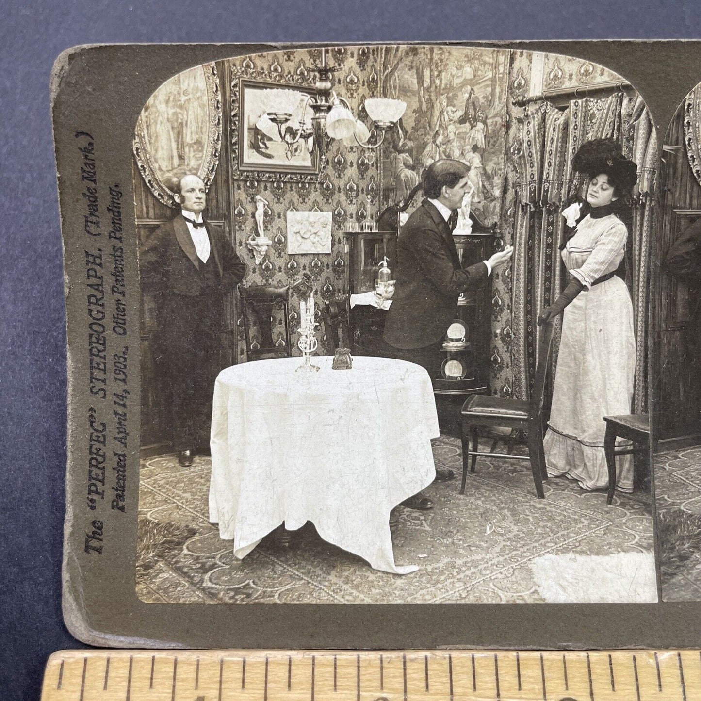 Antique 1902 Woman Returns Home To Husband Stereoview Photo Card P2697