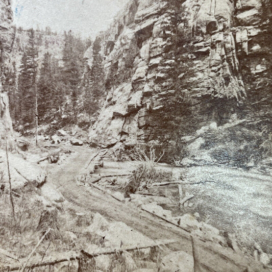 Antique 1860s Boulder Canyon Road Construction CO Stereoview Photo Card P2264