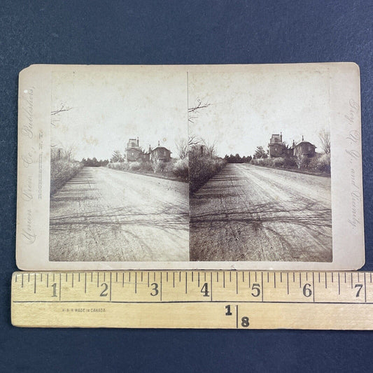 Oakwood Cemetery Entrance Gatehouse Troy New York Stereoview c1880s Y998