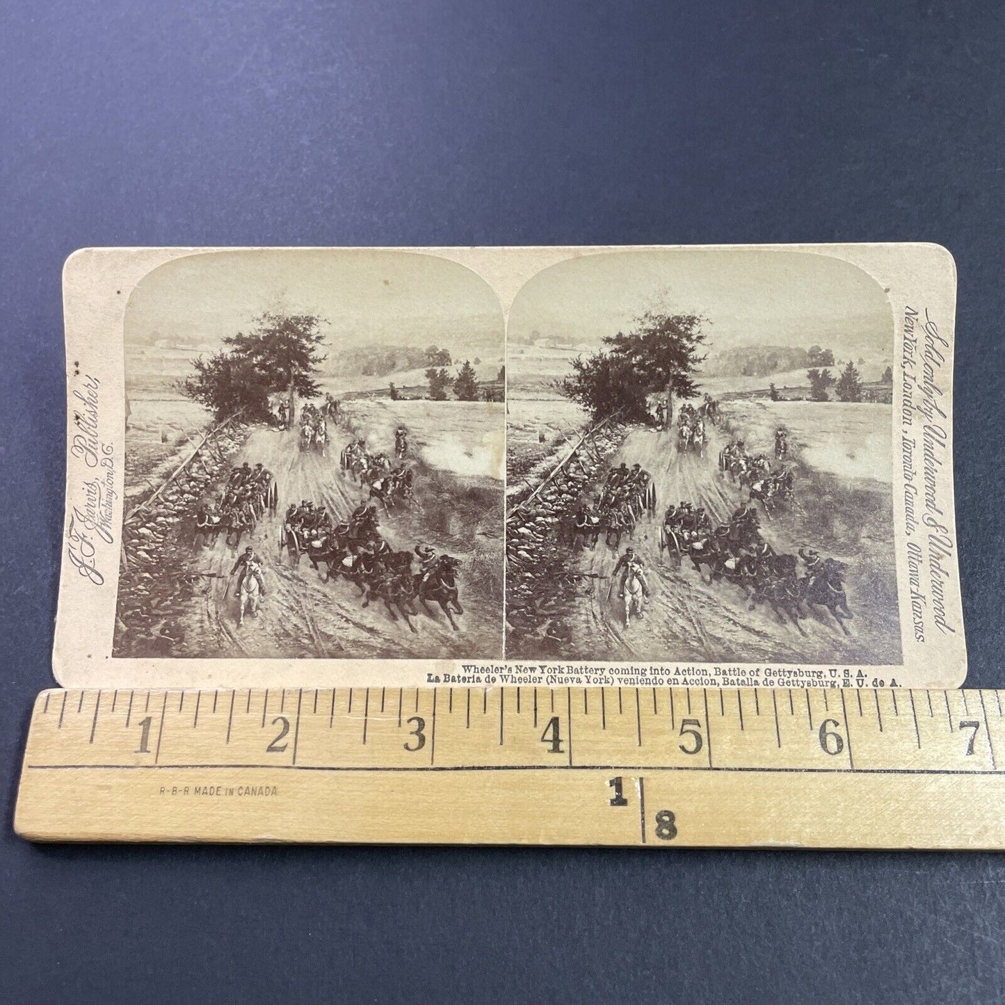 Antique 1890s Battle Of Gettysburg New York Battery Stereoview Photo Card P3890