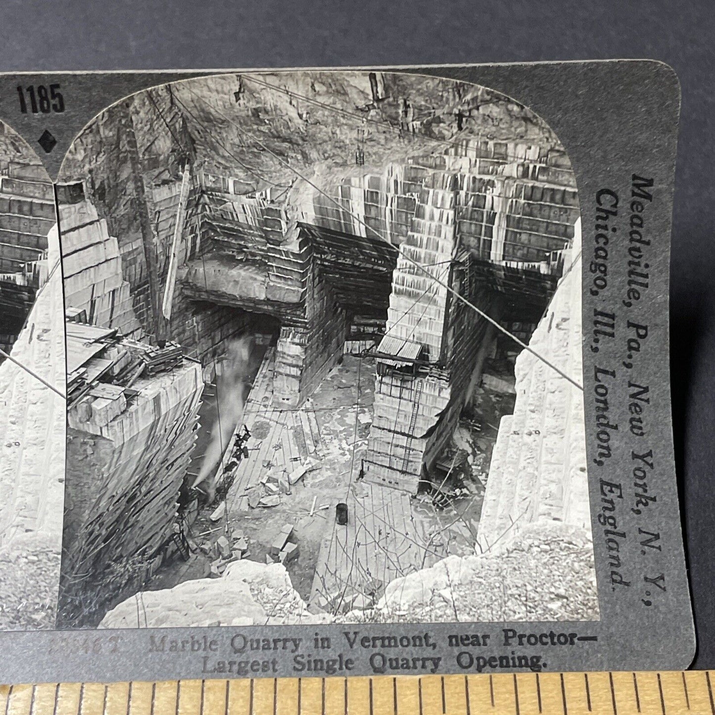 Antique 1910s Marble Quarry In Proctor Vermont Stereoview Photo Card V2631