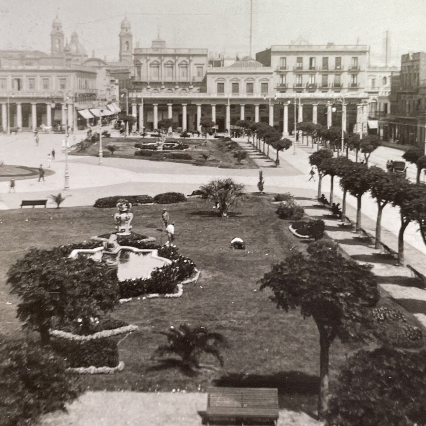 Antique 1905 Montevideo Uruguay Public Square Stereoview Photo Card P1301