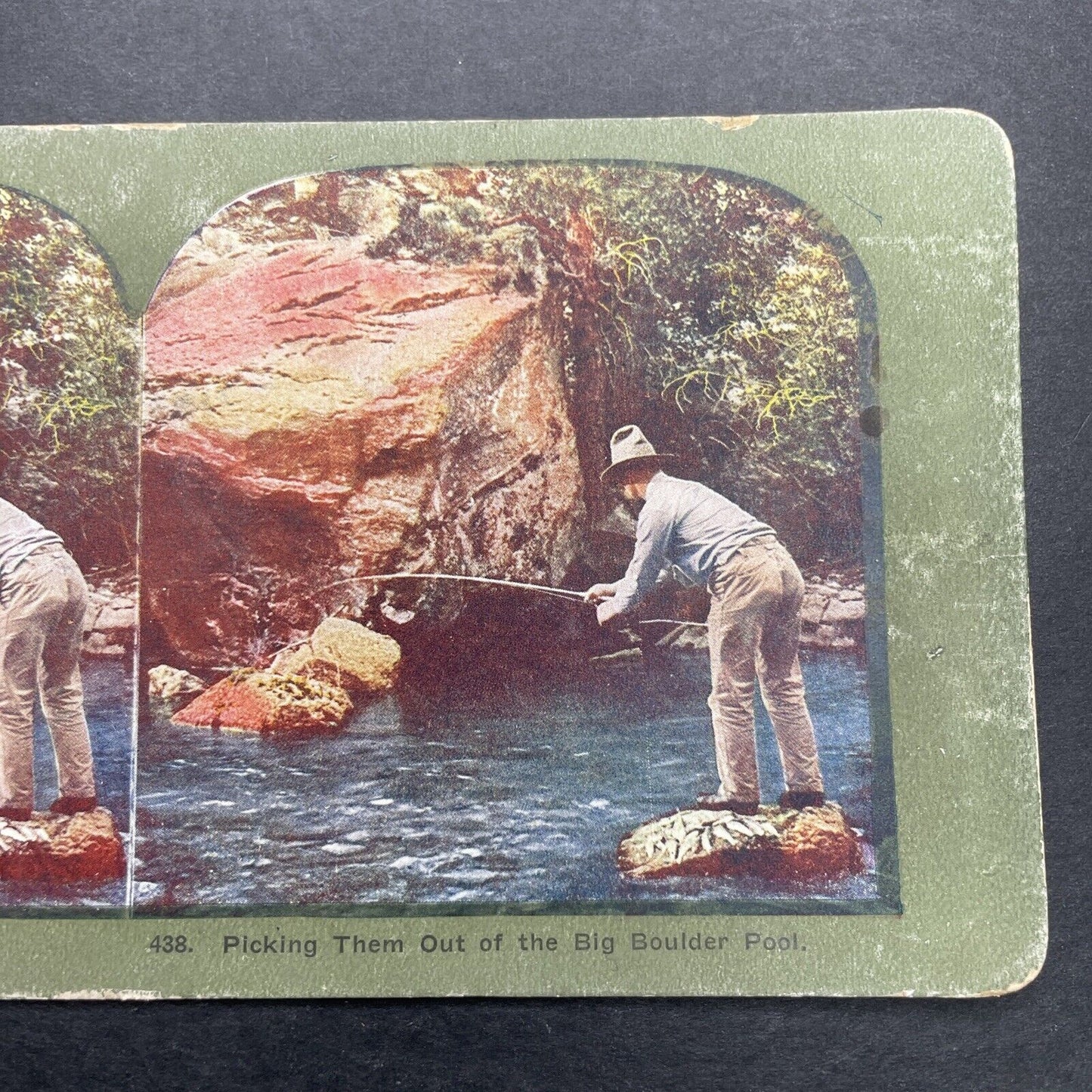 Antique 1899 Big Boulder Fishing Silverthorne CO Stereoview Photo Card P580-069