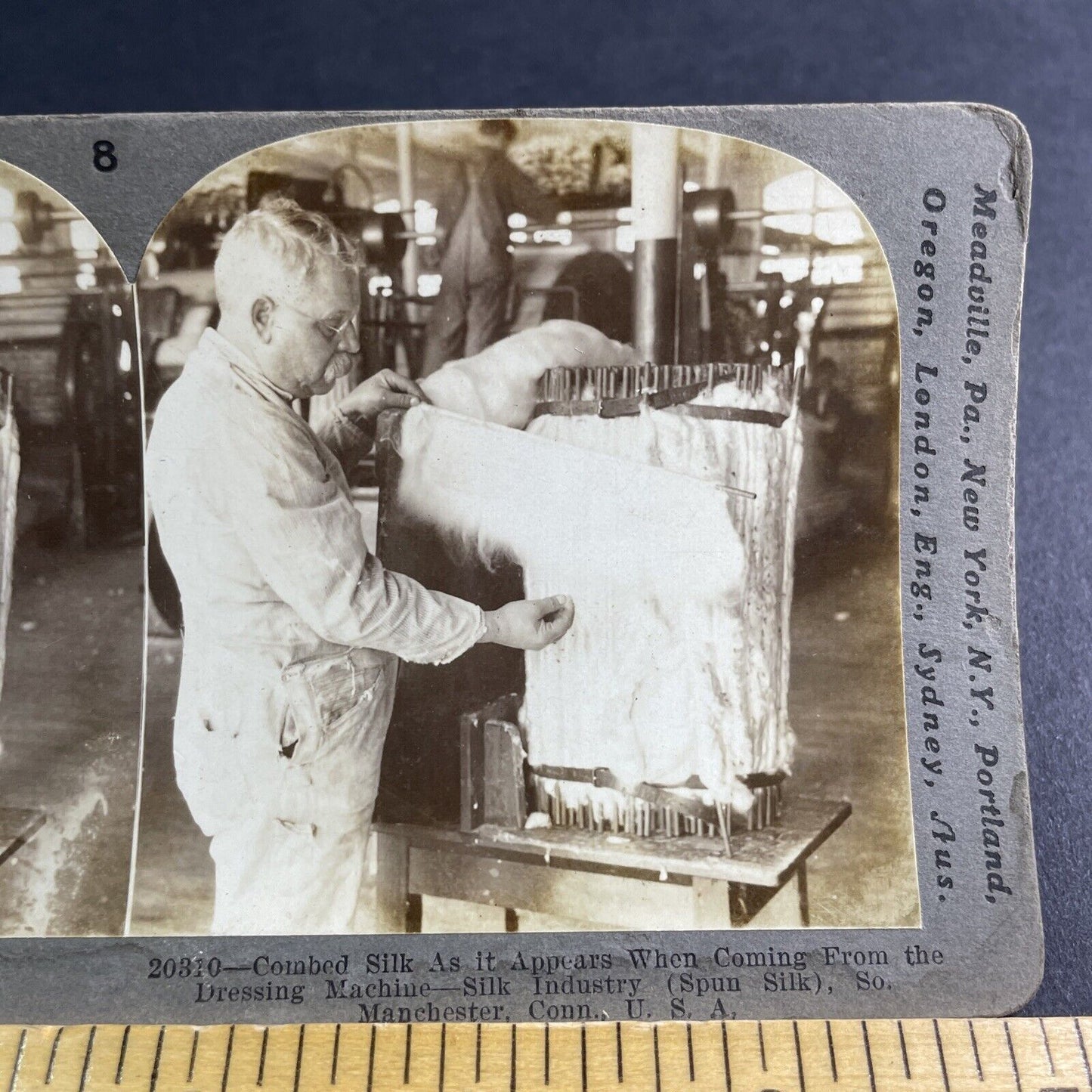 Antique 1914 Cheney Silk Mill Manchester Connecticut Stereoview Photo Card P2204