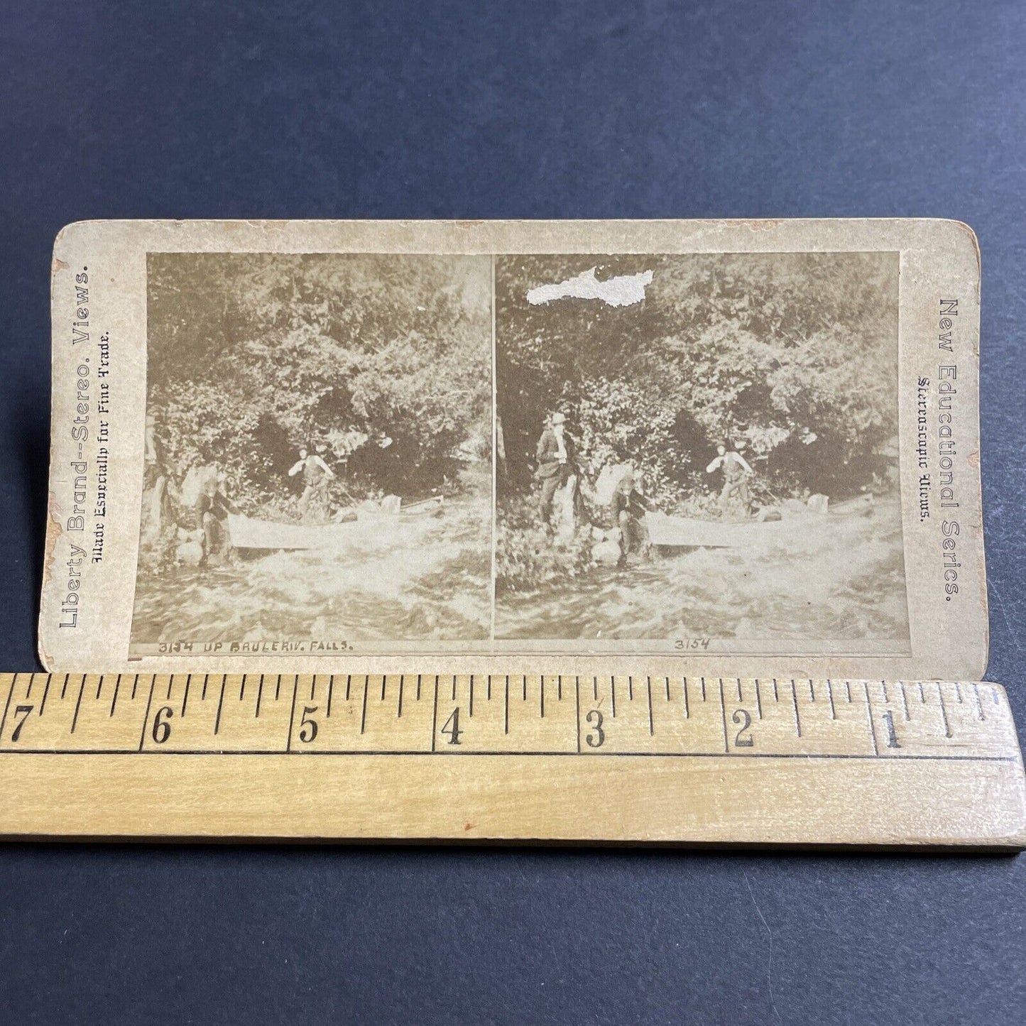 Antique 1880s Beaulieu River Falls NWT Canoeing Canoe Stereoview Photo Card 5024