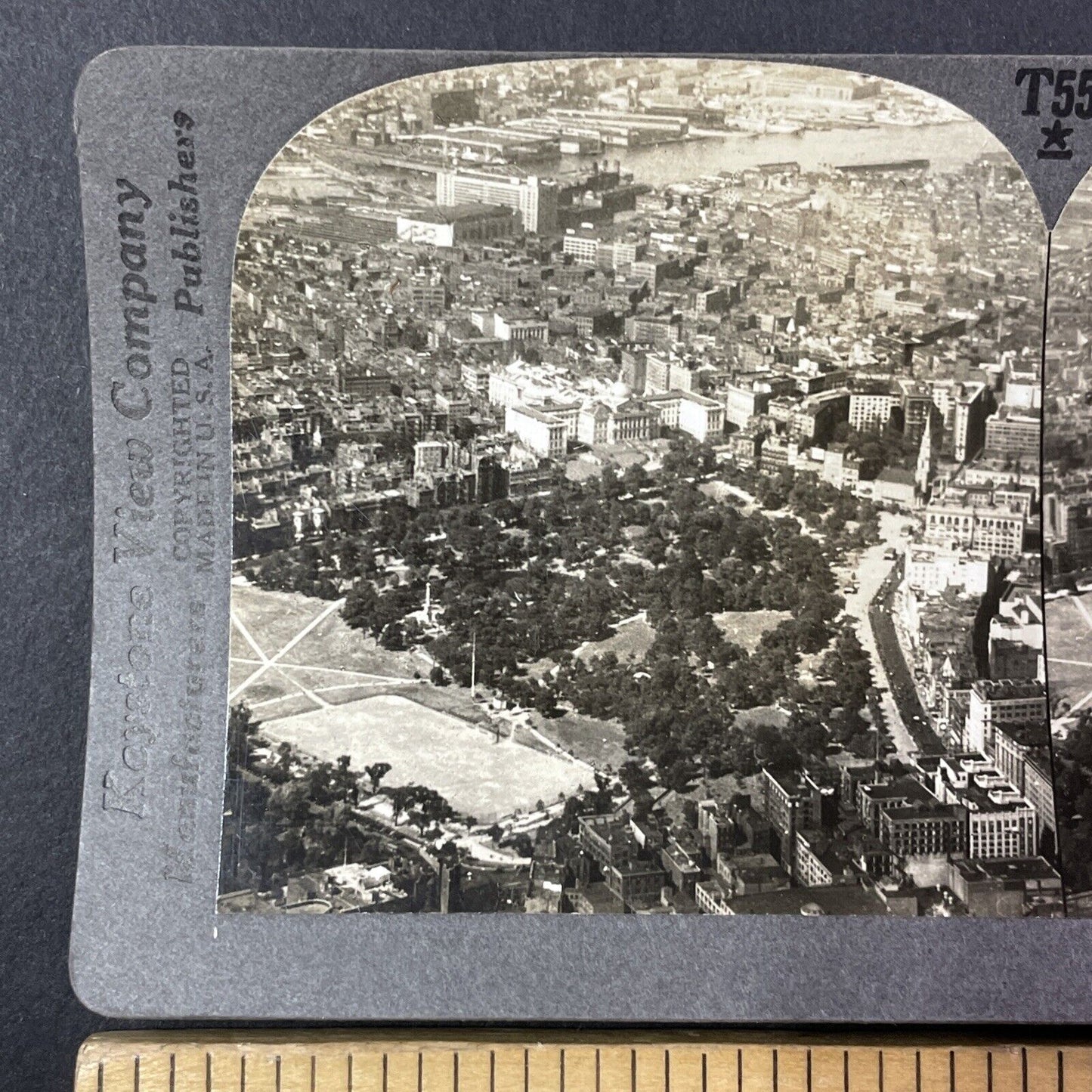 Boston Massachusetts Aerial View Stereoview Antique c1920s Y984