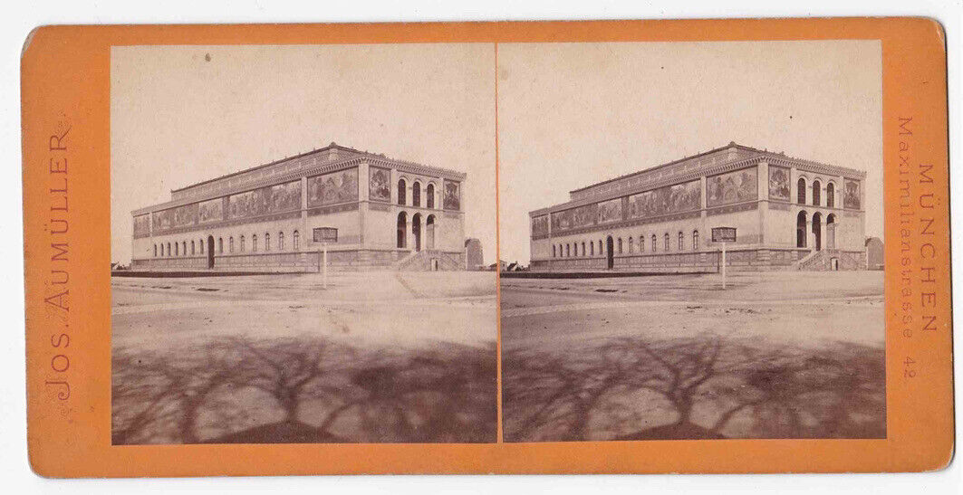 Antique 1860s Die Neue Pynakothek Pinakothek, Munich, Germany Photo Card P076