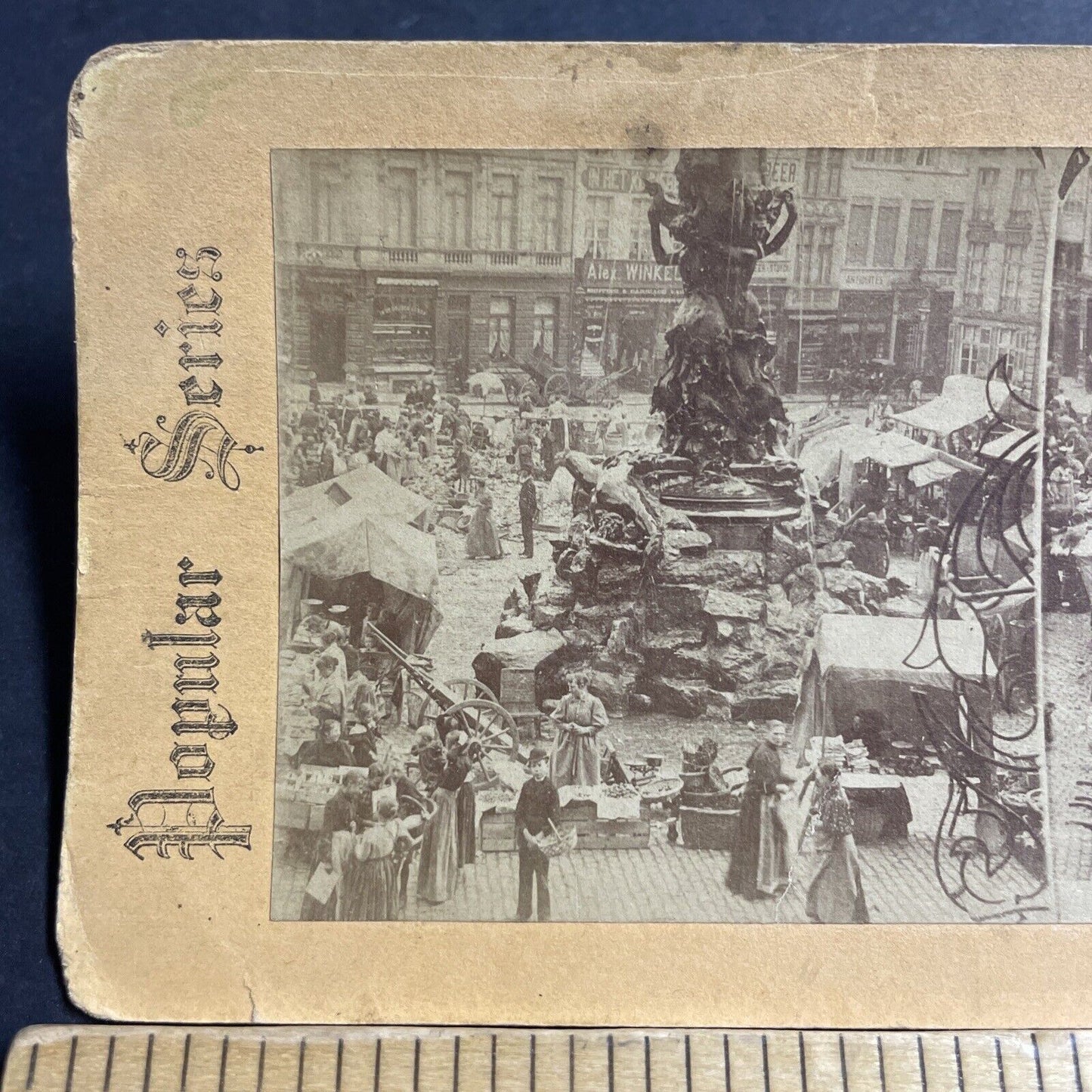 Antique 1880s Antwerp Antwerpen City Center Belgium Stereoview Photo Card P5131