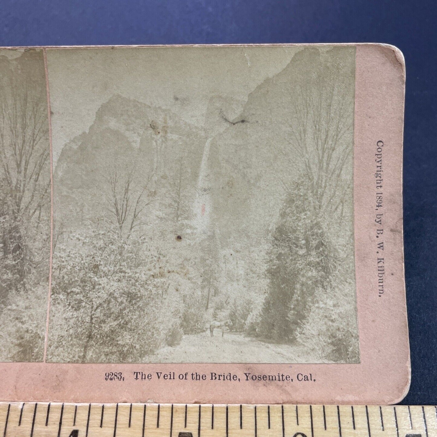 Antique 1894 Bridal Veil Falls Yosemite Park CA Stereoview Photo Card P3498