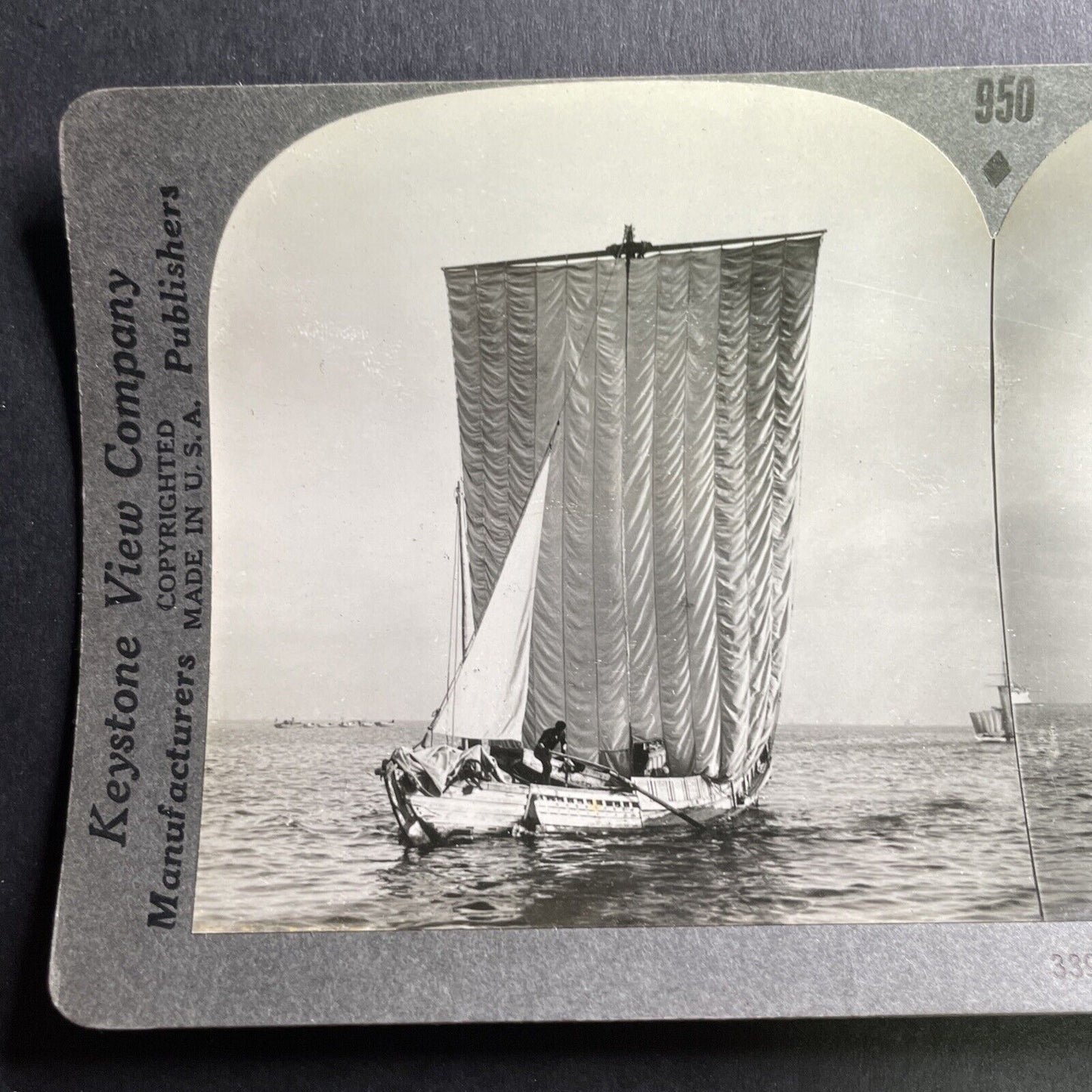 Antique 1918 Fishing Sailboat Coast Of Japan Stereoview Photo Card P1591