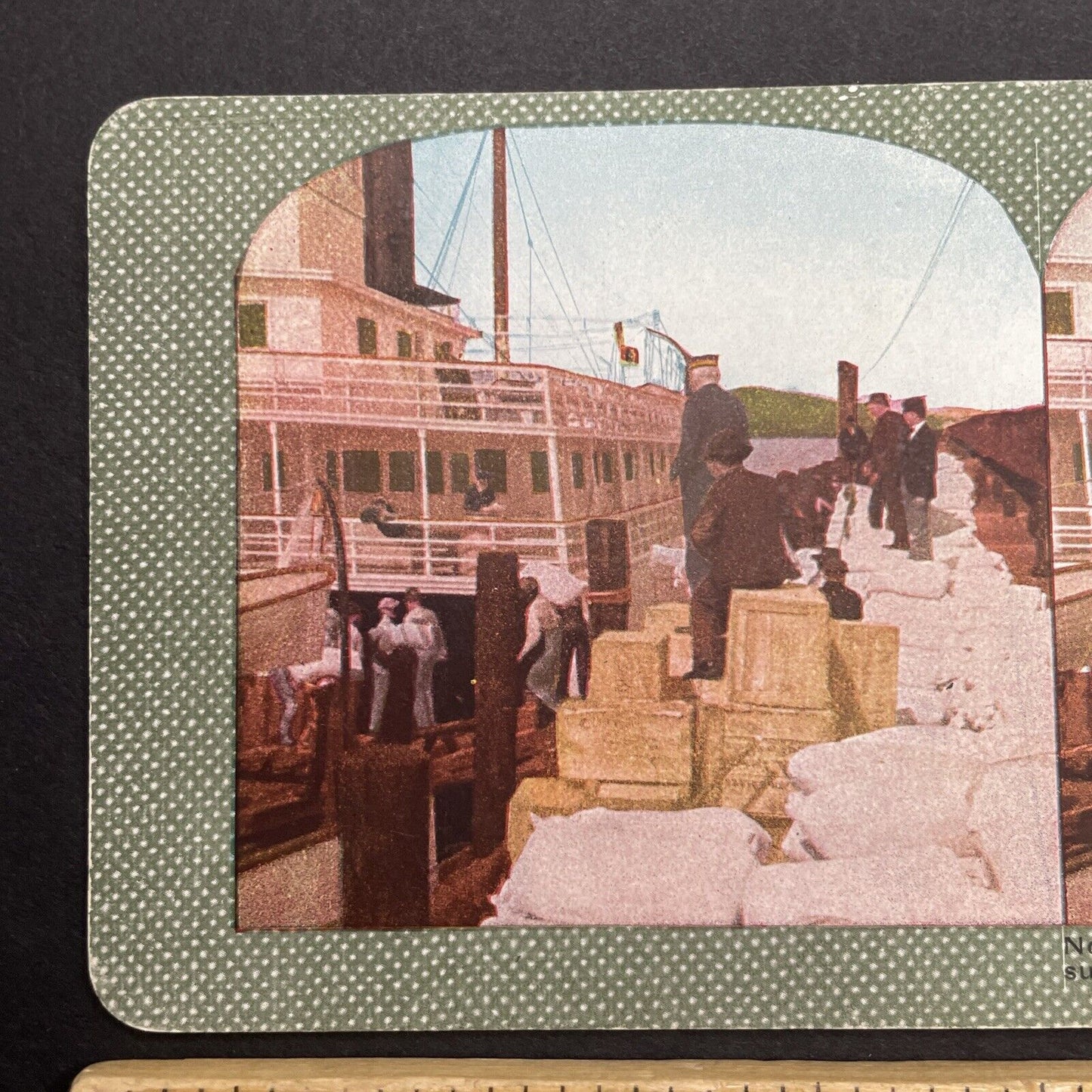 Antique 1910s San Francisco Earthquake Supply Ship Stereoview Photo Card 2300-05