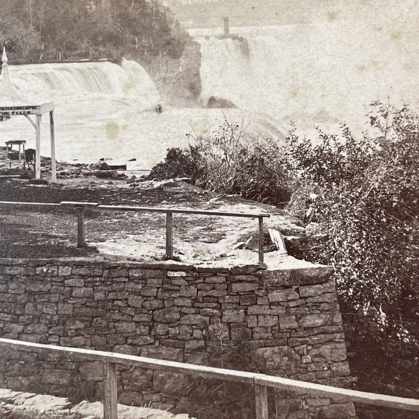 Dry Stone Wall Niagara Falls New York Stereoview  Charles Bierstadt c1870s Y1832