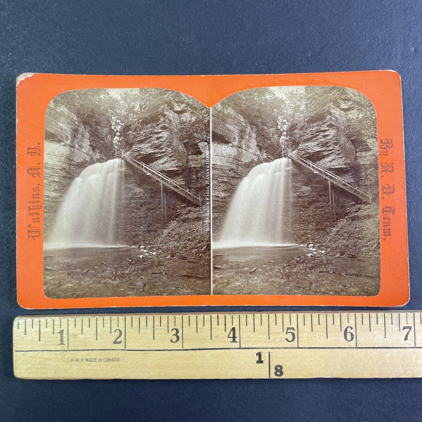 Eagle Falls Watkins Glen New York Stereoview R.D. Crum Antique c1870 Y1037