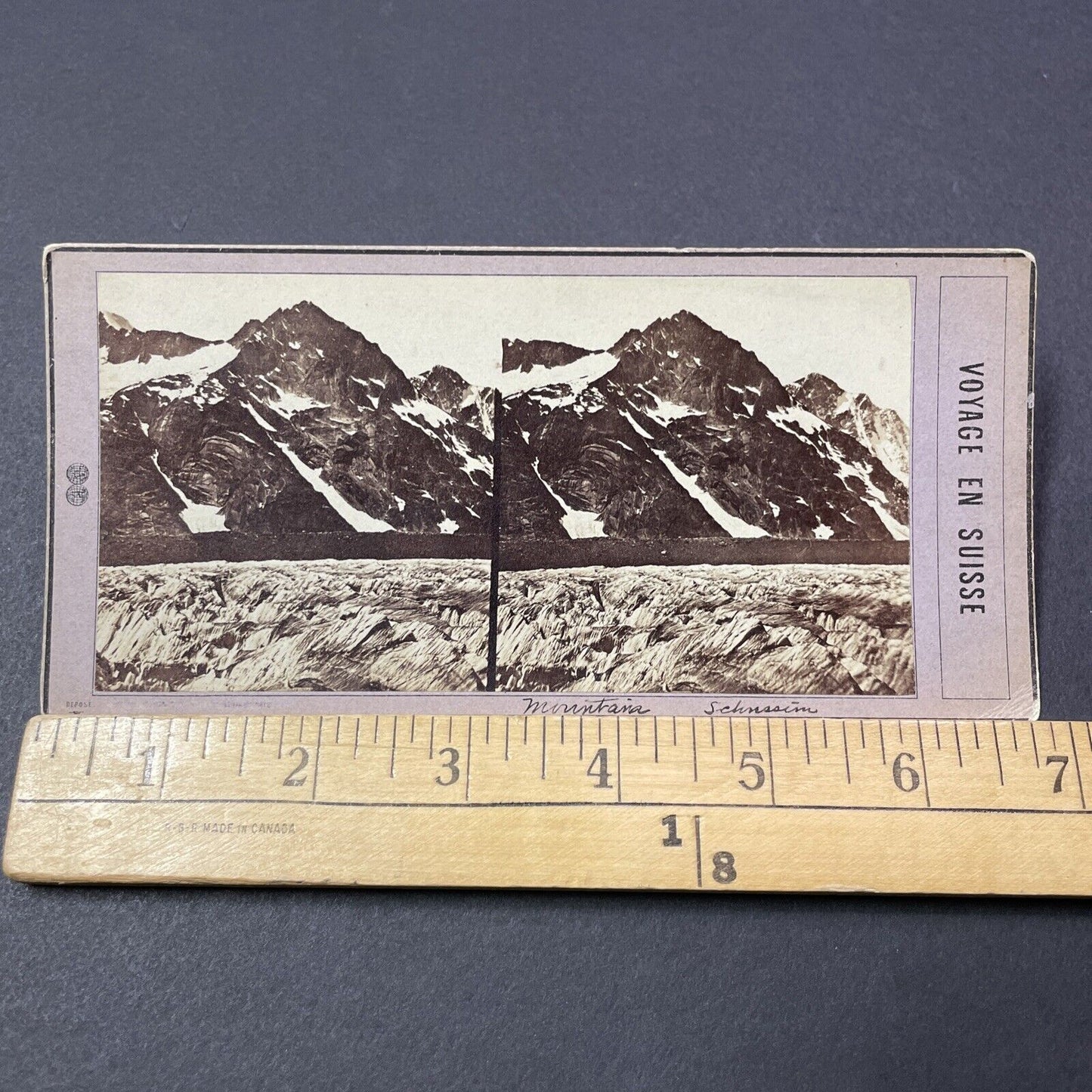 Antique 1870s Aletsch Glacier Ice Switzerland Stereoview Photo Card V2152