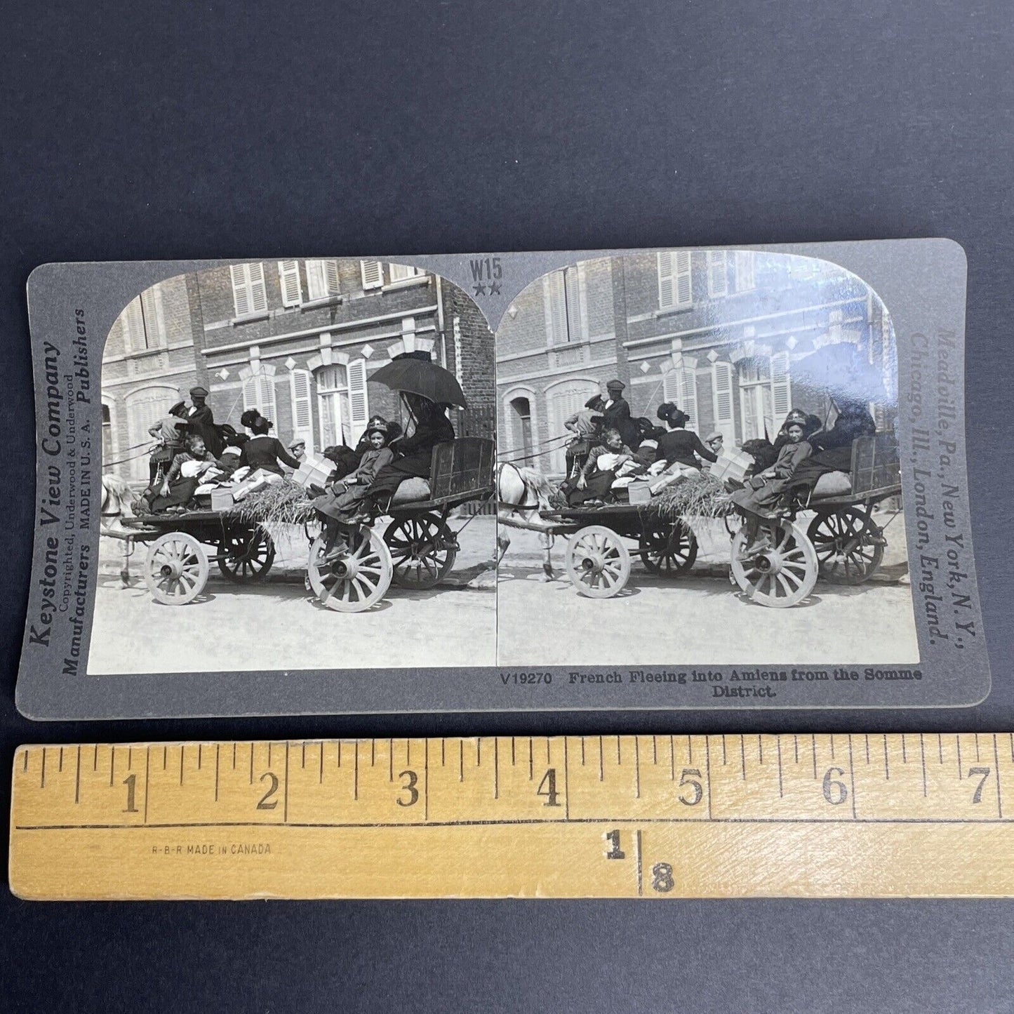 Antique 1919 French Refugees Fleeing The Somme Stereoview Photo Card PC808