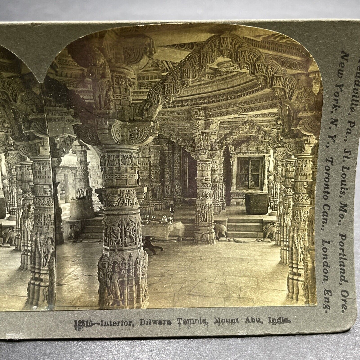 Antique 1901 Dilwara Temple Mount Abu India Stereoview Photo Card P1209