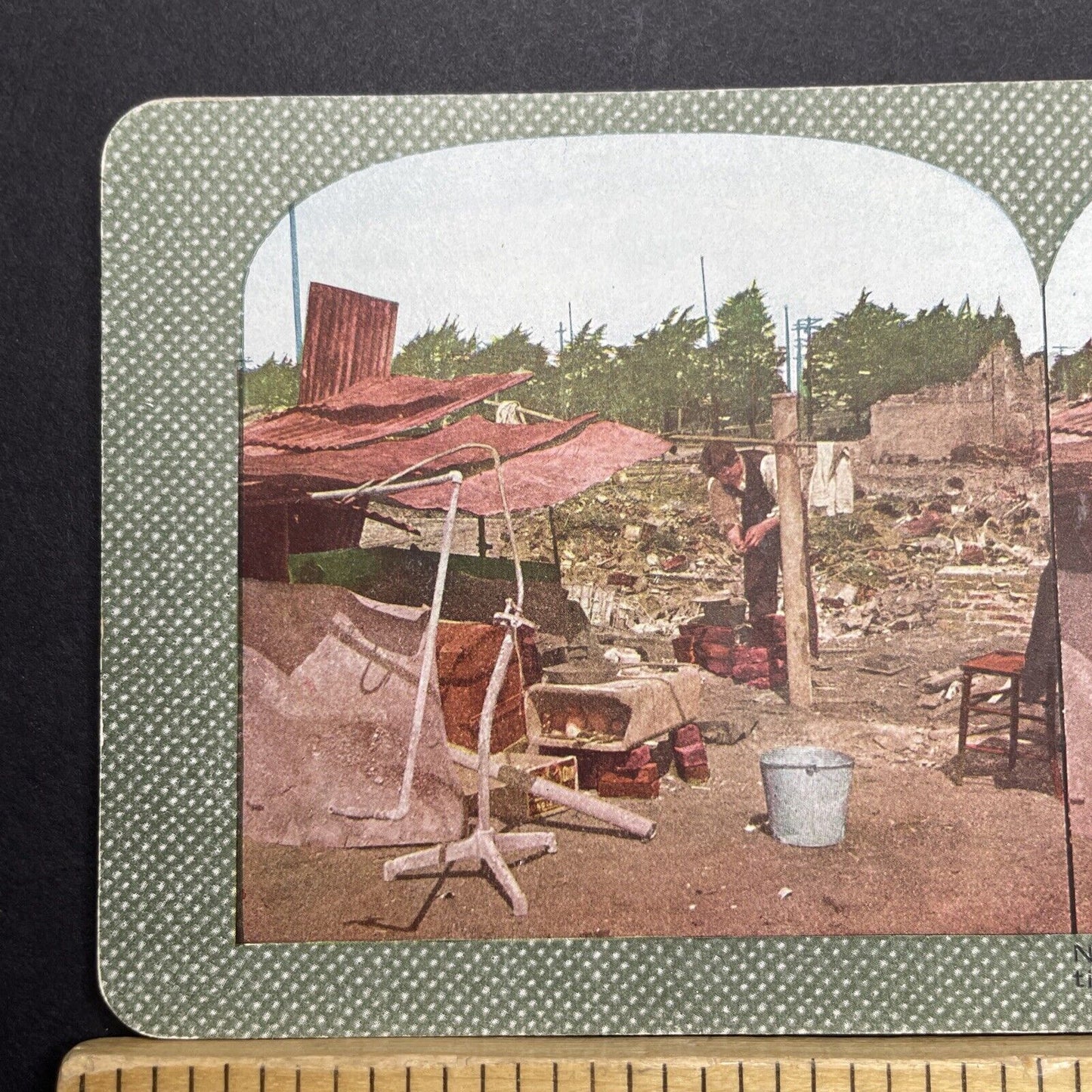 Antique 1910s San Francisco Earthquake Poverty Stereoview Photo Card 2300-30