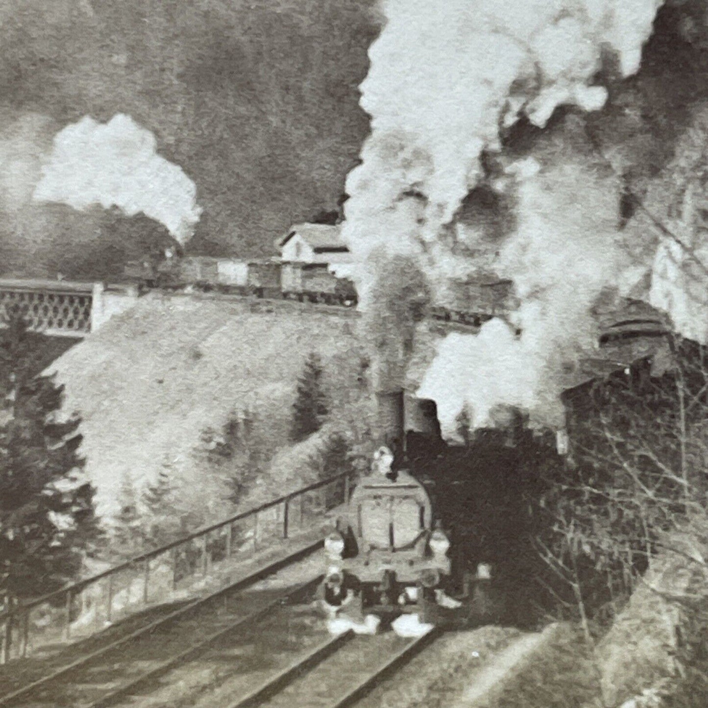 Antique 1902 St. Gotthard Railroad Switzerland Stereoview Photo Card P3905