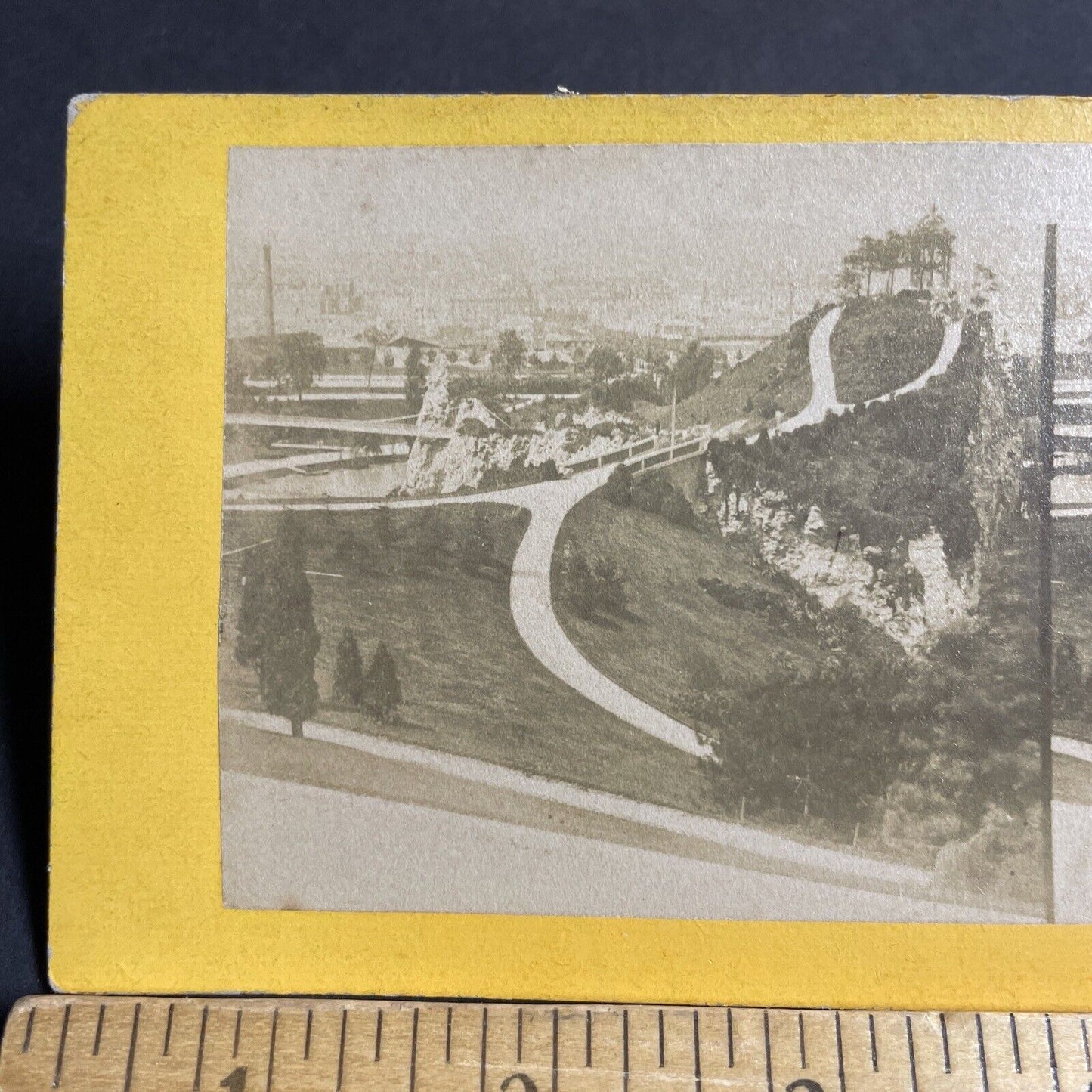 Antique 1870s Parc Des Buttes Chaumont Paris Stereoview Photo Card P4222