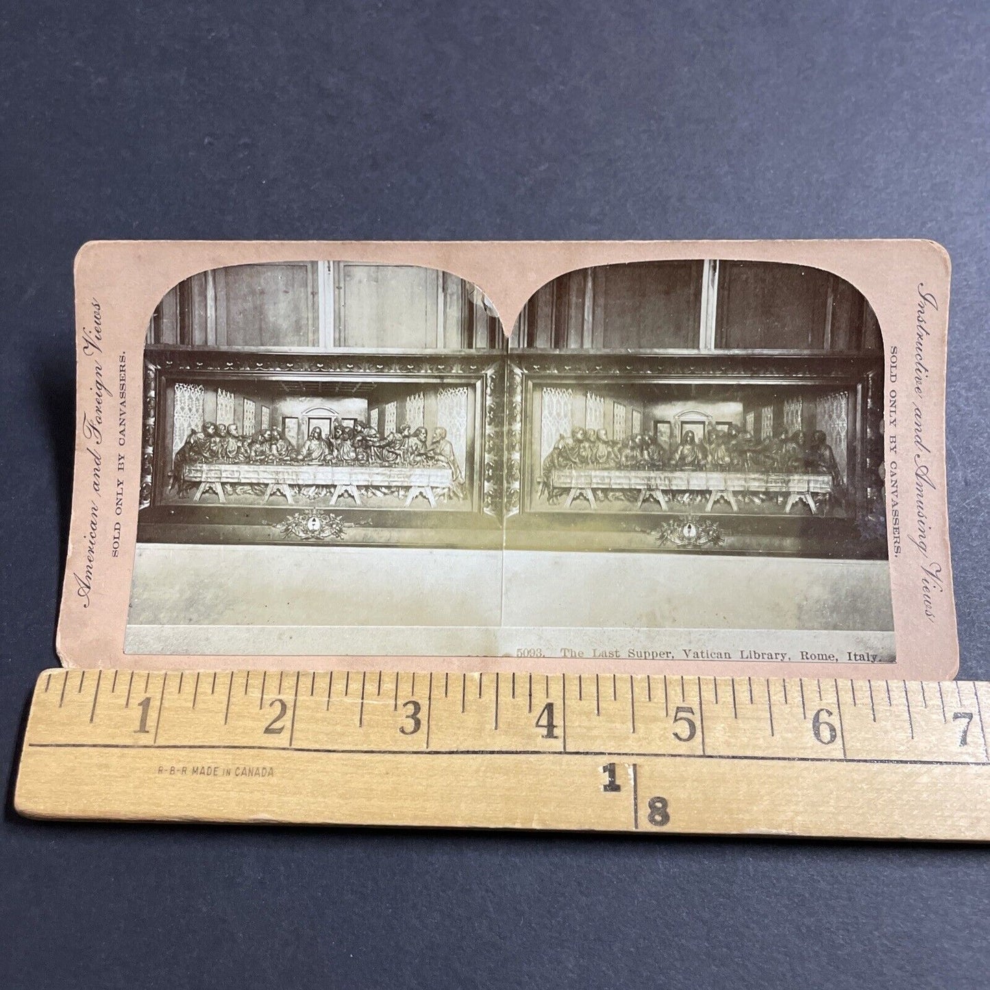 Antique 1890s The Last Supper Wood Carving Art Stereoview Photo Card P5073