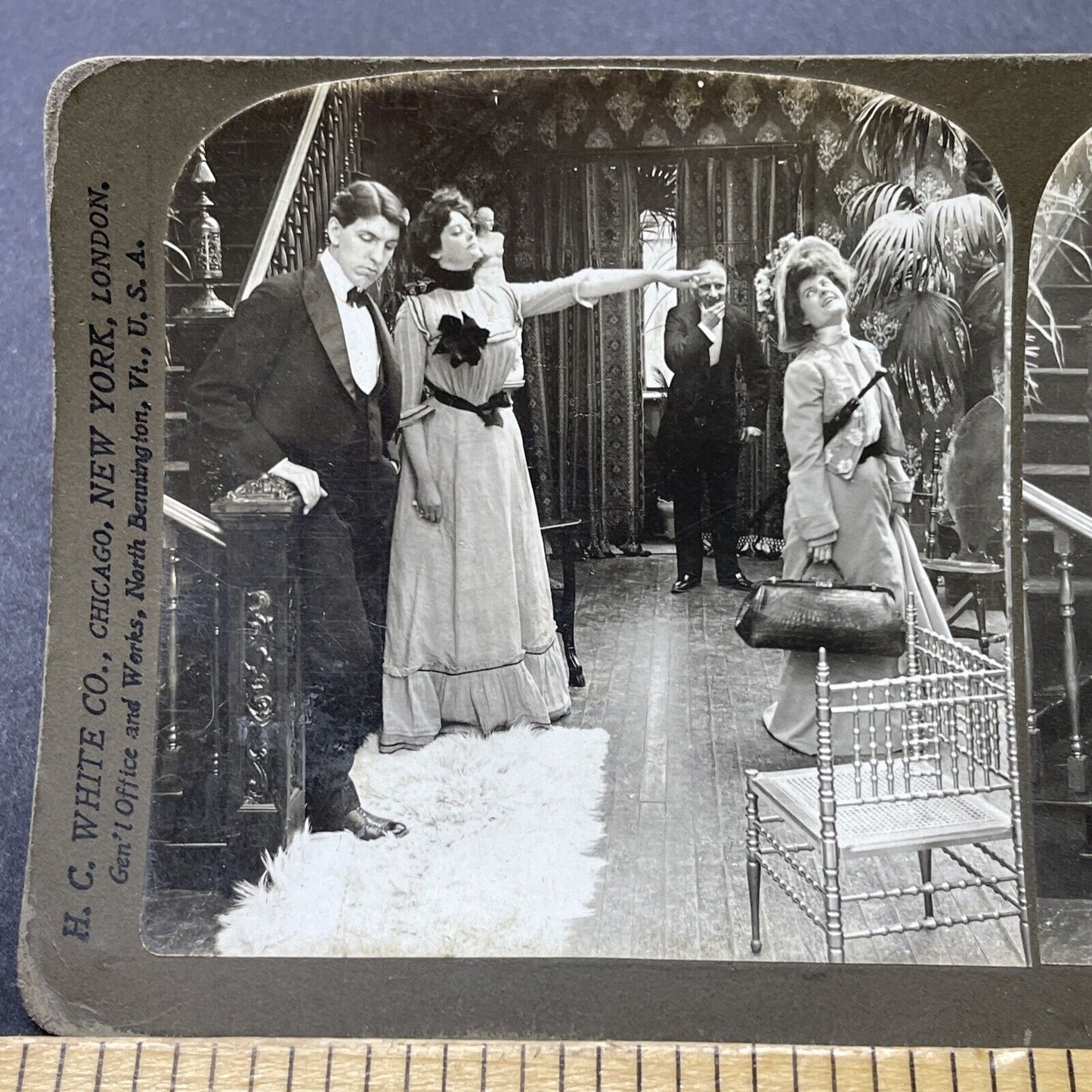 Antique 1902 Woman Scolds Husbands Mistress Stereoview Photo Card P2711