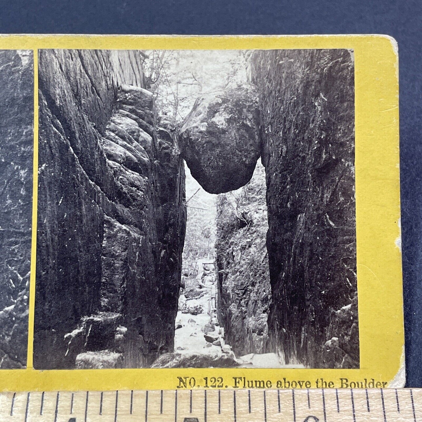 Antique 1870s Hanging Rock Flume Franconia Notch NH Stereoview Photo Card V2008