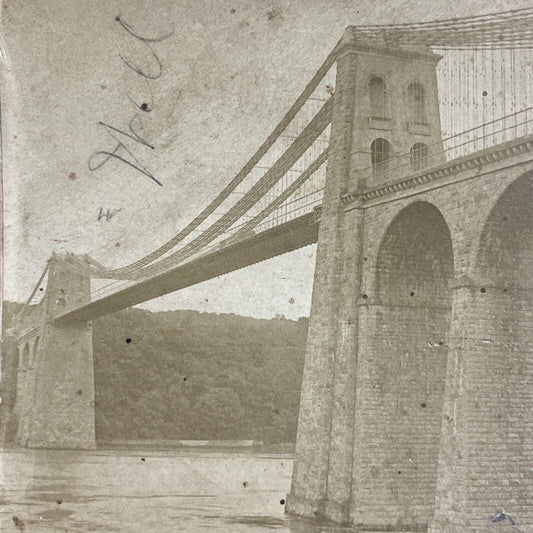 Antique 1891 Great Menai Bridge Wales England Stereoview Photo Card P4518