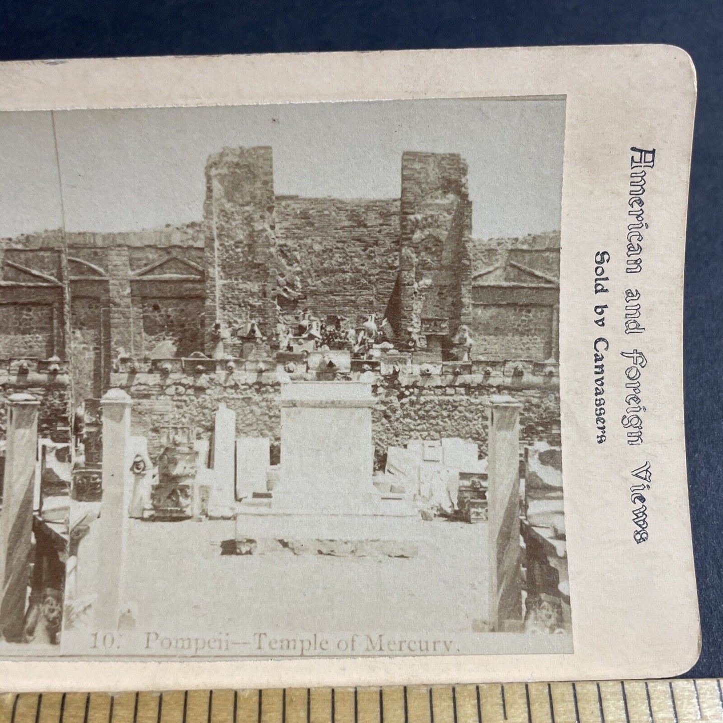 Antique 1880s Temple Of Mercury Pompeii Italy Stereoview Photo Card P4618