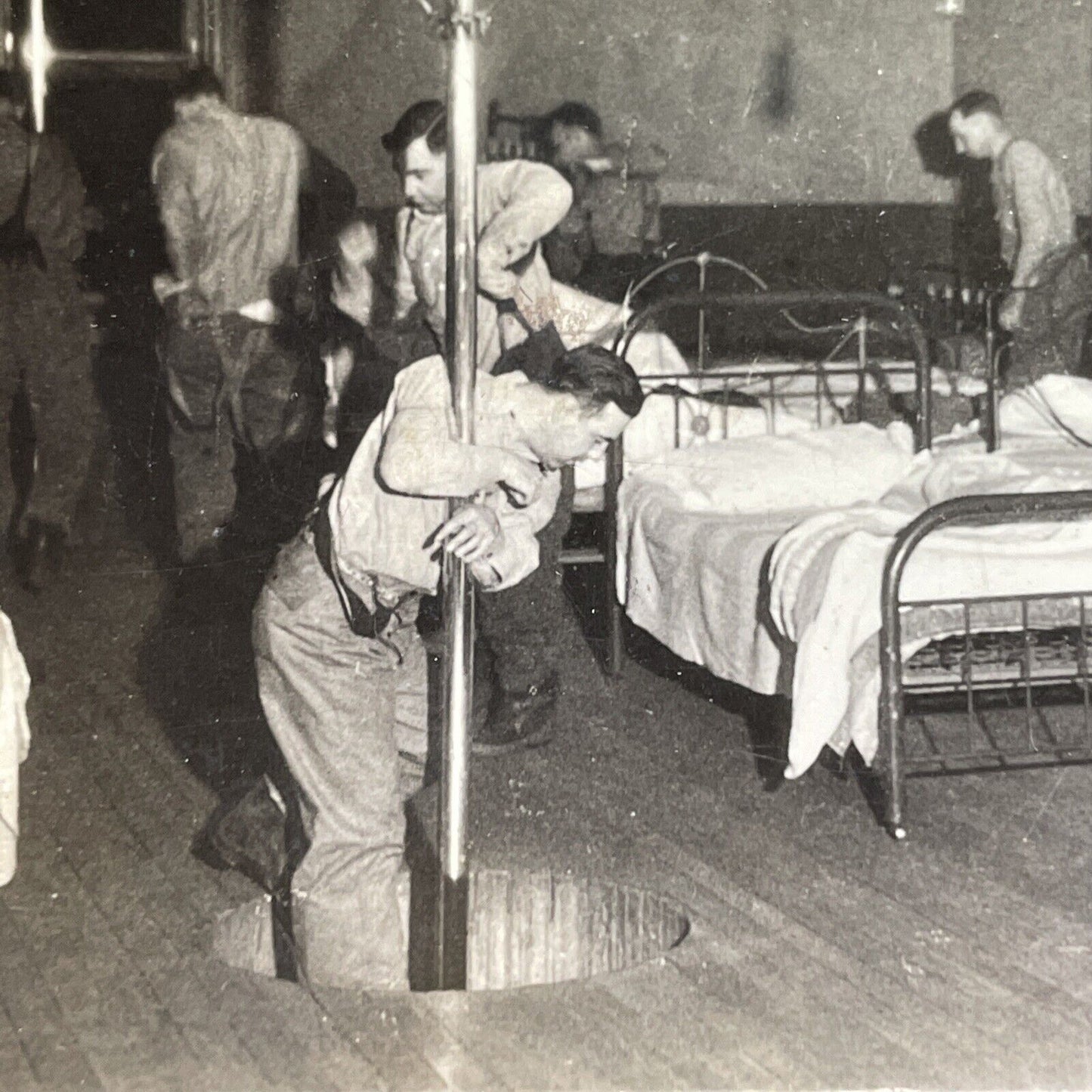 Antique 1919 Firefighters Respond To Fire Alarm Stereoview Photo Card P1690