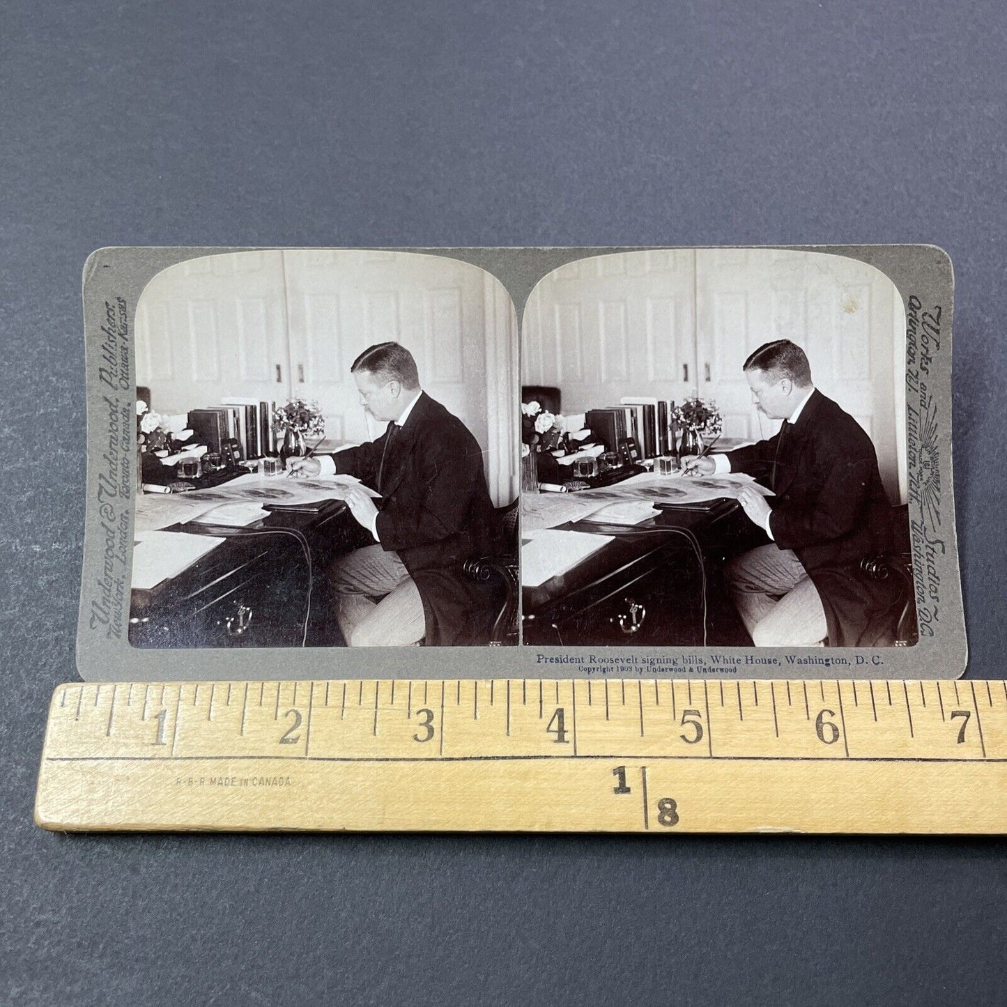 Antique 1903 President Theodore Roosevelt Stereoview Photo Card V3297