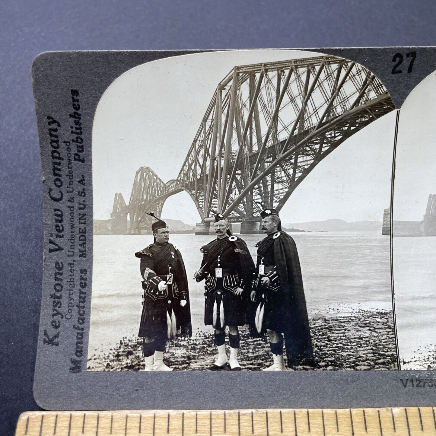 Antique 1918 Traditional Scotland Highland Guards Stereoview Photo Card P2773