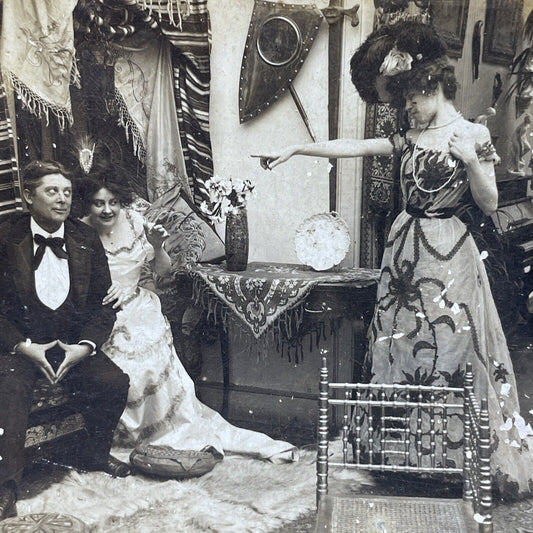 Antique 1902 Man Gets Caught With Mistress By Wife Stereoview Photo Card P2706