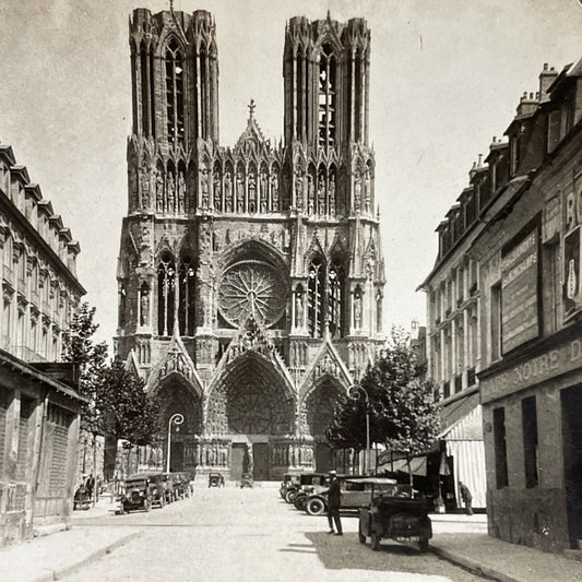 Antique 1920s The Cathedral Church In Reims France Stereoview Photo Card P5143