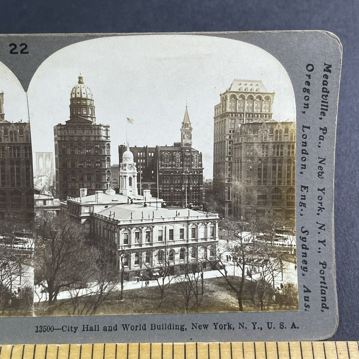 Antique 1903 Manhattan City Hall New York Stereoview Photo Card P2239