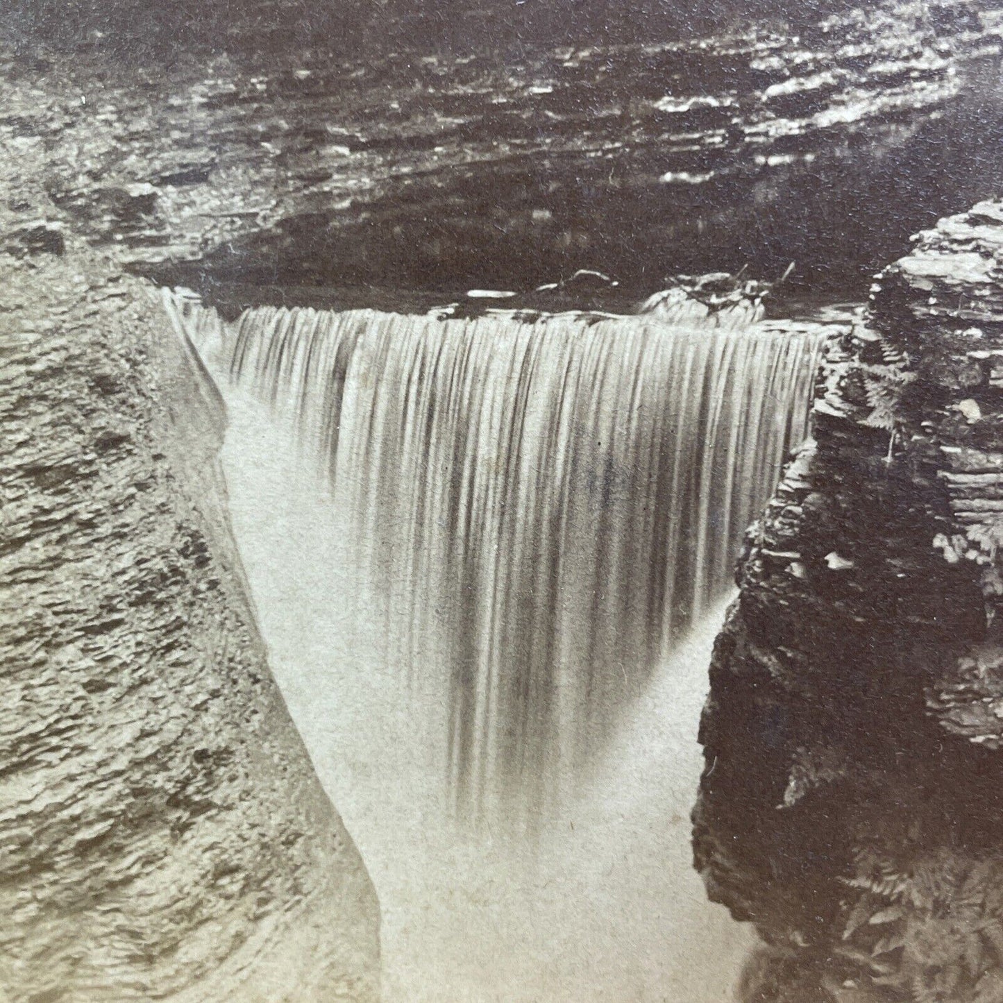 Antique 1860s Lower Waterfall Watkins Glen New York Stereoview Photo Card V486