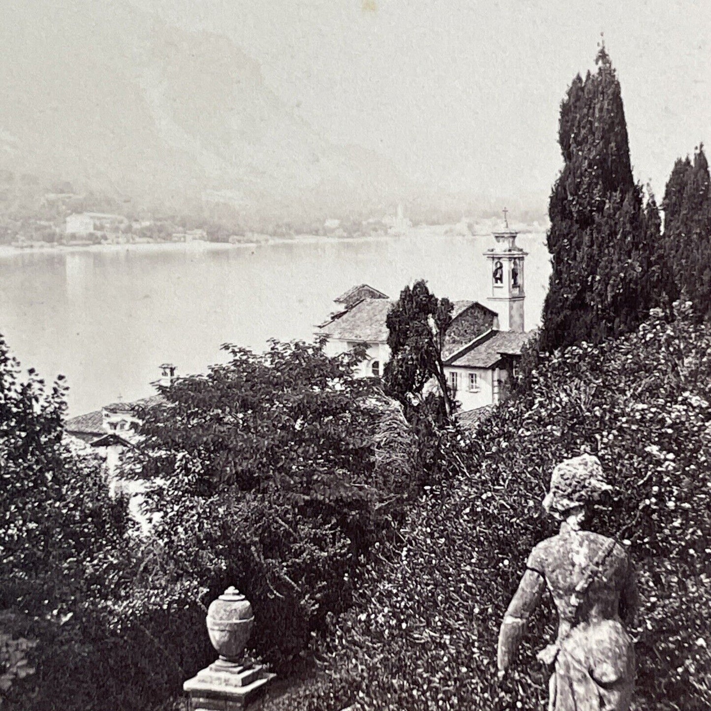 Isola Bella Lake Maggiore Italy Stereoview Celestino Degoix Antique c1868 X3288