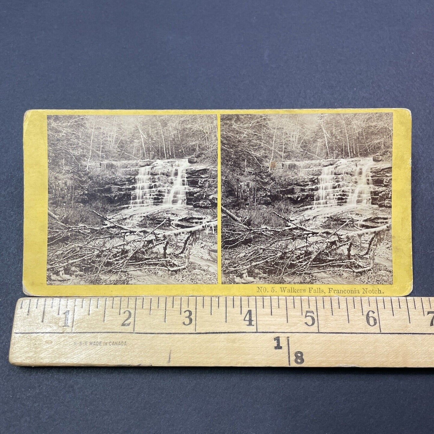Antique 1870s Walkers Falls Franconia Notch NH Stereoview Photo Card V1947