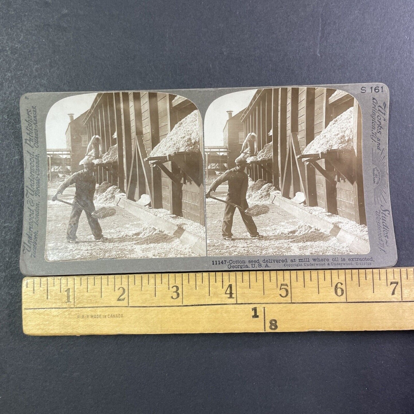 Teenage Cotton Mill Worker Shovels Seed Stereoview Georgia Antique c1909 X2609