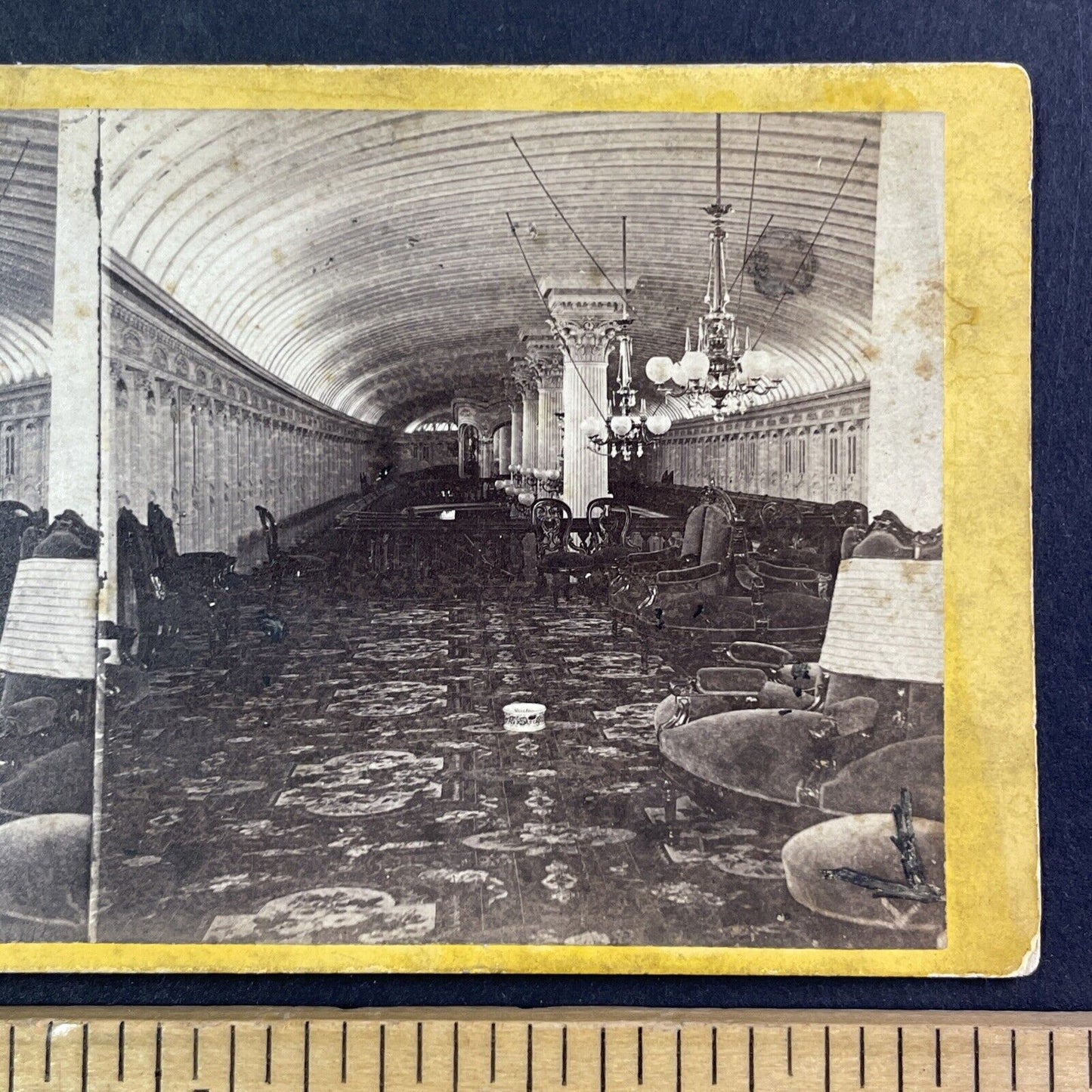 Interior Of Dean Richmond Steamer Ship Stereoview Lounge Antique c1870 X2714