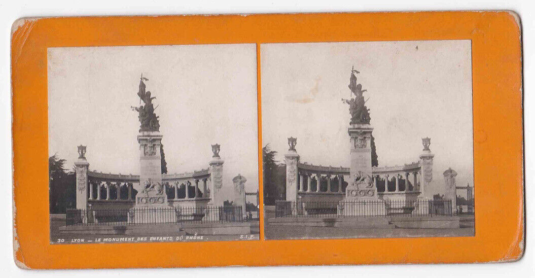 Antique 1870s Le Monument Des Enfants Du Rhone Lyon France Photo Card P058