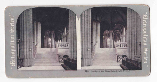 Antique 1900s Interior Of The King's Cathedral, Paris, France Stereo Card P206