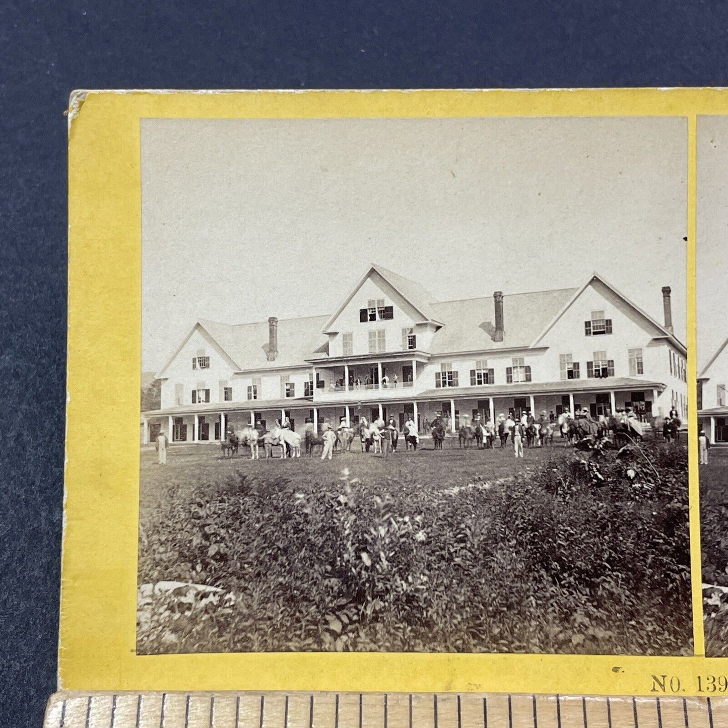 Antique 1870s Crawford House Outdoor Party NH Stereoview Photo Card V1892