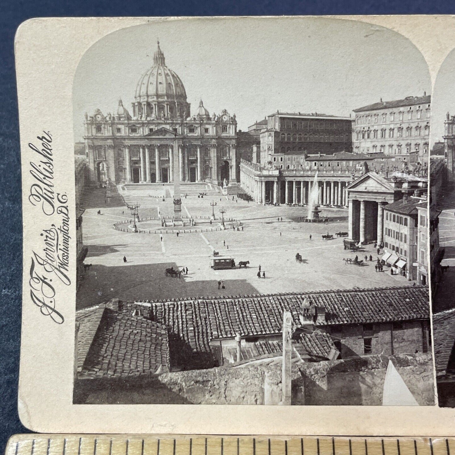 Antique 1897 St. Peter's Church Cathedral Rome Italy Stereoview Photo Card V3303