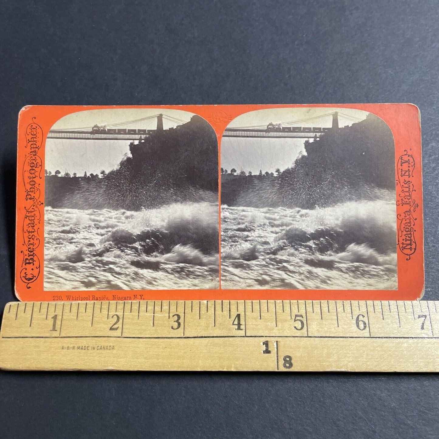 Antique 1860s Niagara Falls Rail Suspension Bridge Stereoview Photo Card P5549