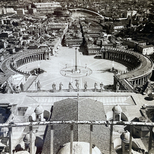 Antique 1910s Aerial View Of The City Of Rome Italy Stereoview Photo Card P2727