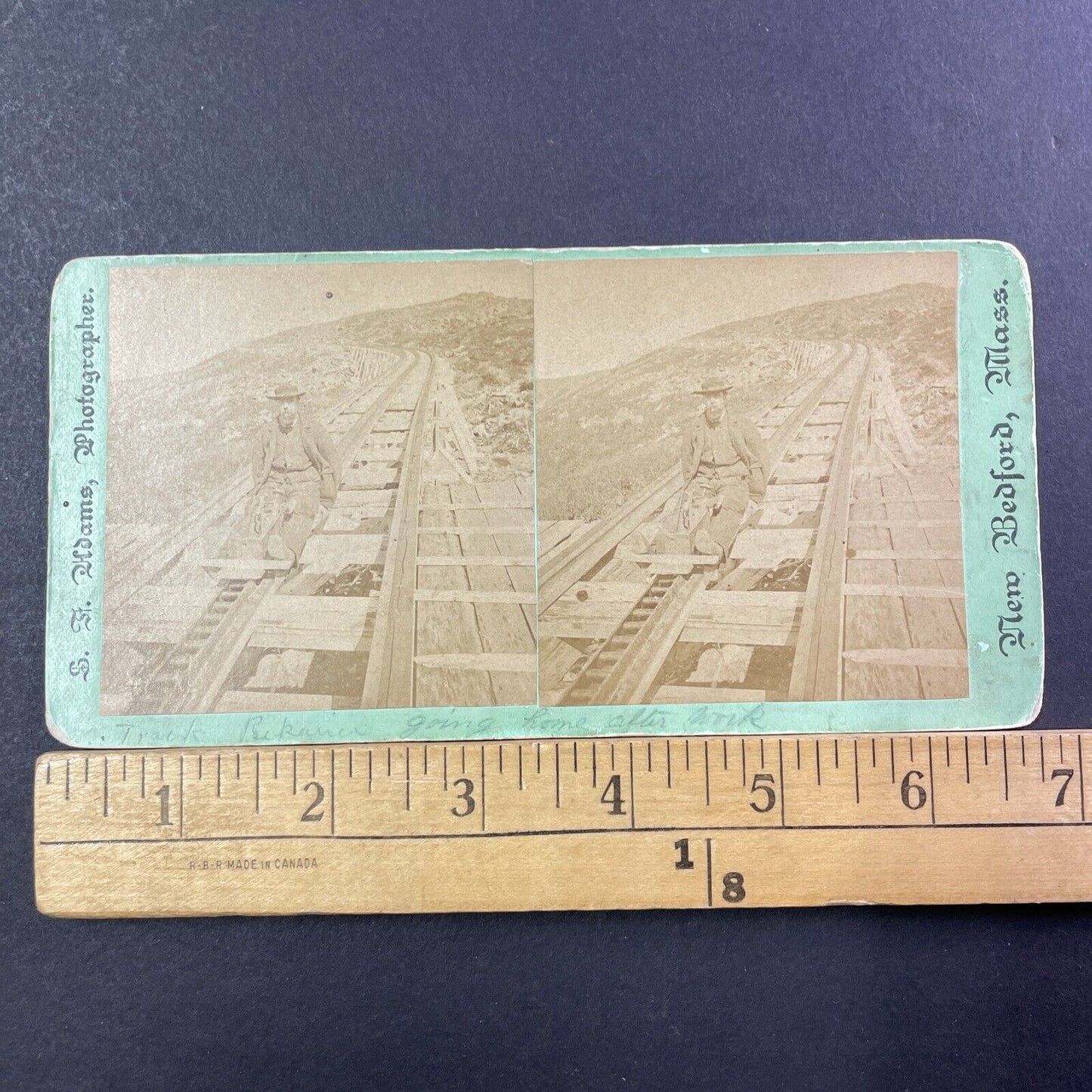 Railroad Track Worker Stereoview Mt Washington Photo Card Antique 1871 X847