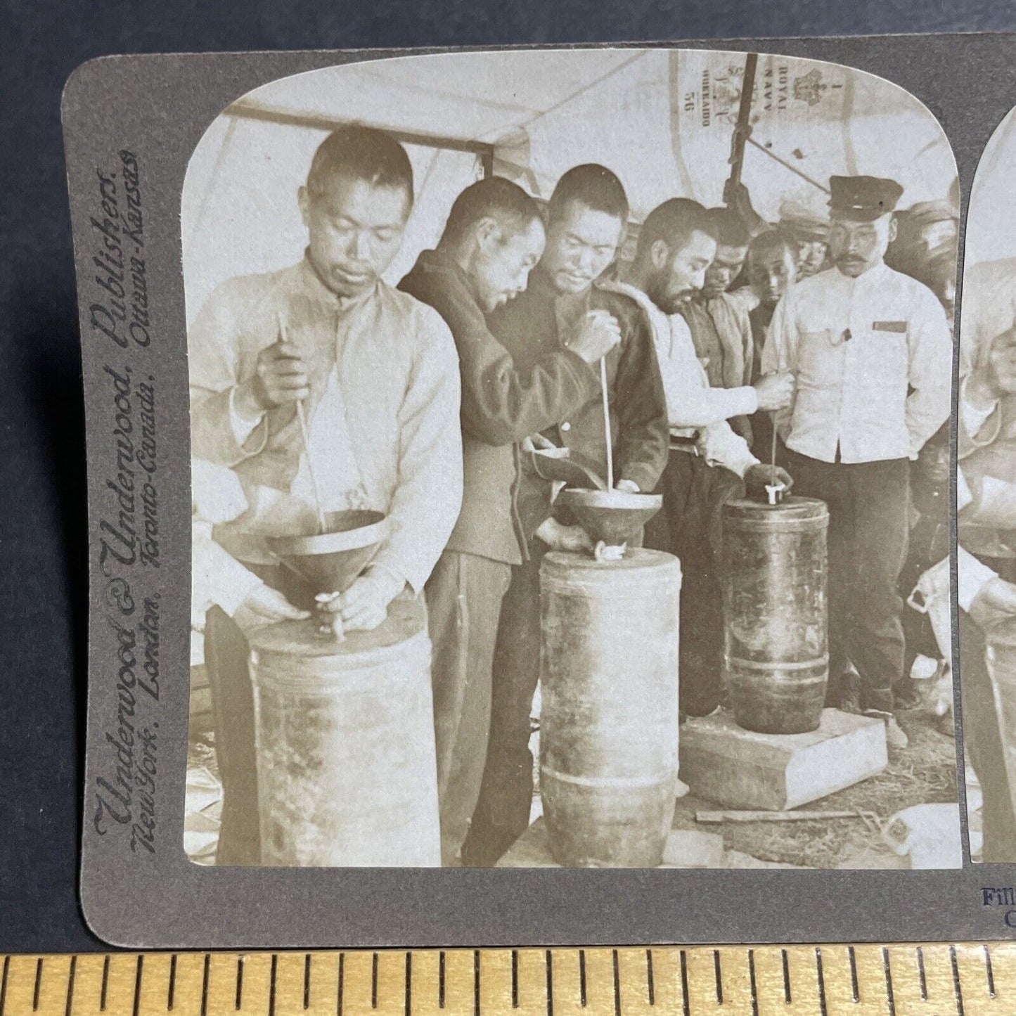 Antique 1905 Filling Shells With Gunpowder Japan Stereoview Photo Card P5582